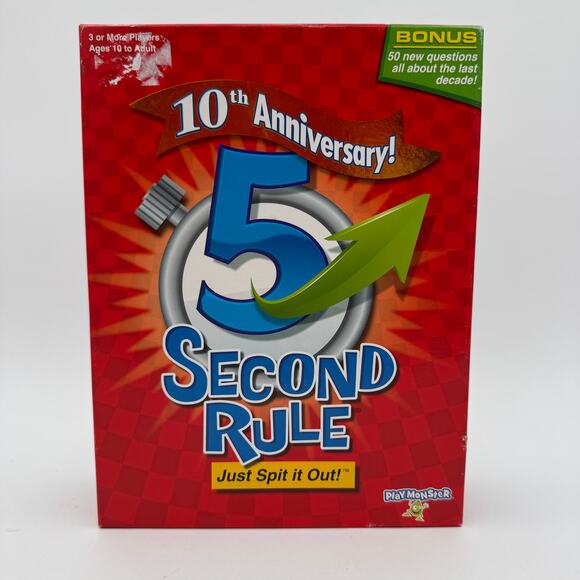 5 Five Second Rule 10th Anniversary Just Spit it Out Board Game Complete NIB - Picture 1 of 6